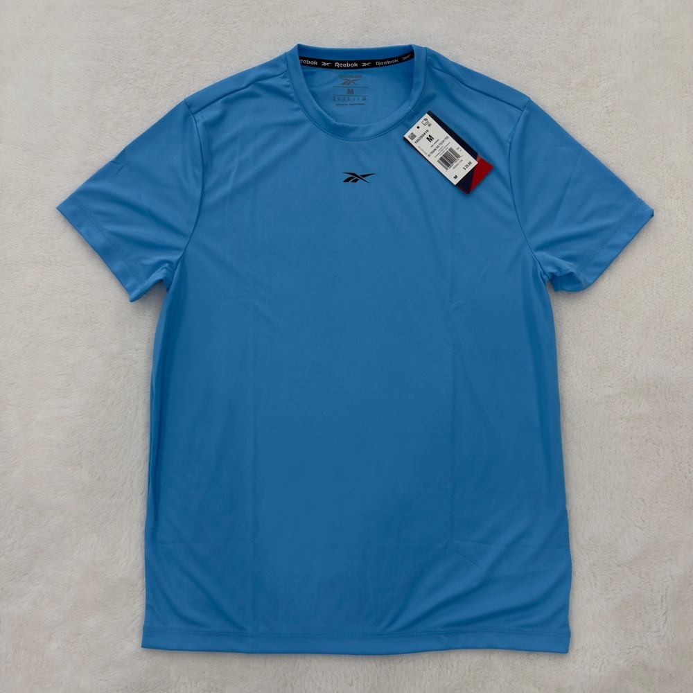 Reebok Mens Train SS Tech Tee Blue Short Sleeve Athletic T-Shirt Size M NEW